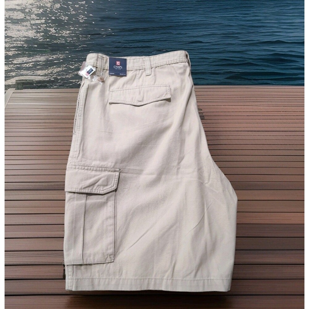 CHAPS by RALPH LAUREN SHORTS MENS 46 OXFORD CLOTH CARGO FLAT FRONT KHAKI NWT